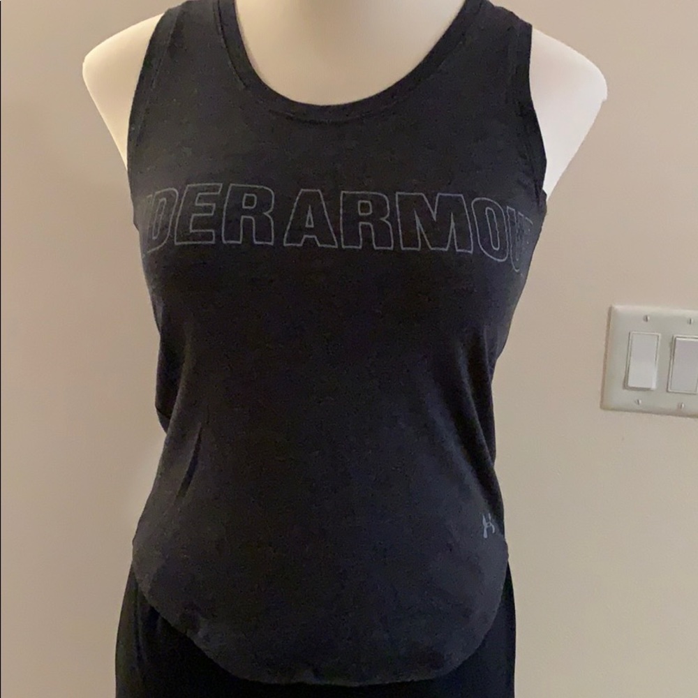 Under armour heathered black tank med